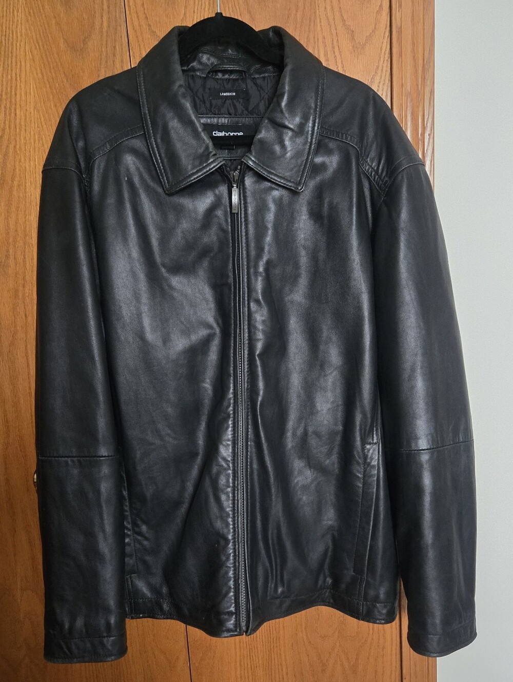 Claiborne Mens XXL Genuine Lambskin Leather Jacket Black Soft Supple Lined